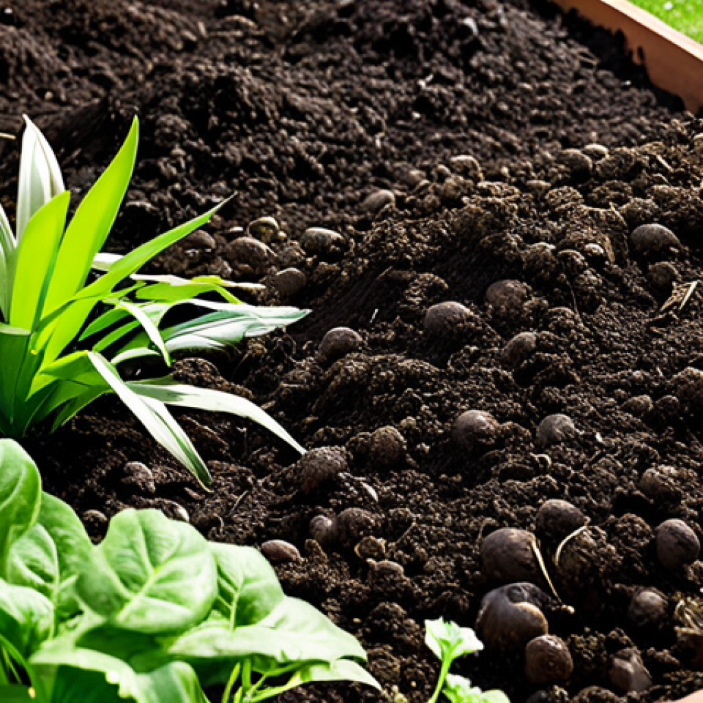 Garden Soil Health**

"Close-up of a lush garden bed with healthy soil, compost, and various plants, fully clothed, appropriate attire, safe for work, perfect anatomy, natural proportions, professional garden photography, high quality, showcasing the importance of soil health, family-friendly, professional."

**