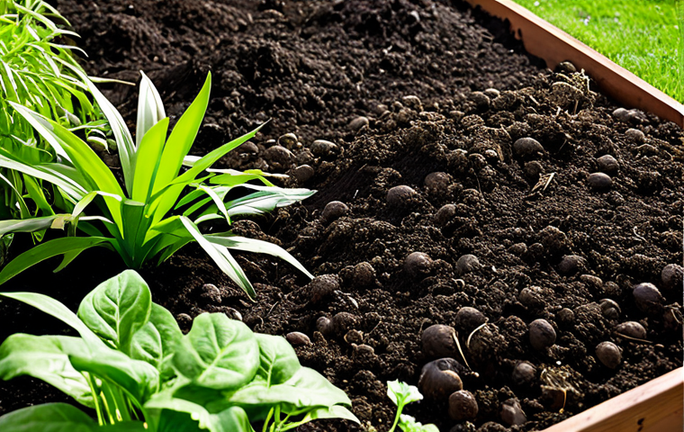 Garden Soil Health**
"Close-up of a lush garden bed with healthy soil, compost, and various plants, fully clothed, appropriate attire, safe for work, perfect anatomy, natural proportions, professional garden photography, high quality, showcasing the importance of soil health, family-friendly, professional."
**