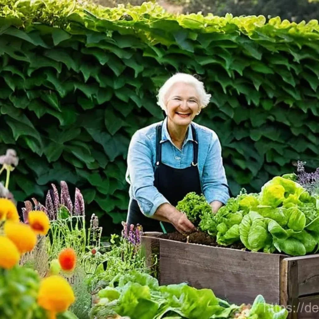 정원에서의 유기농 농법 이해하기 - **Prompt 1: The Heart of Organic Gardening**
"A serene, sun-drenched organic garden scene at gol...