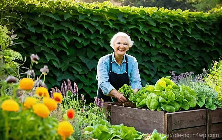 정원에서의 유기농 농법 이해하기 - **Prompt 1: The Heart of Organic Gardening**
"A serene, sun-drenched organic garden scene at gol...