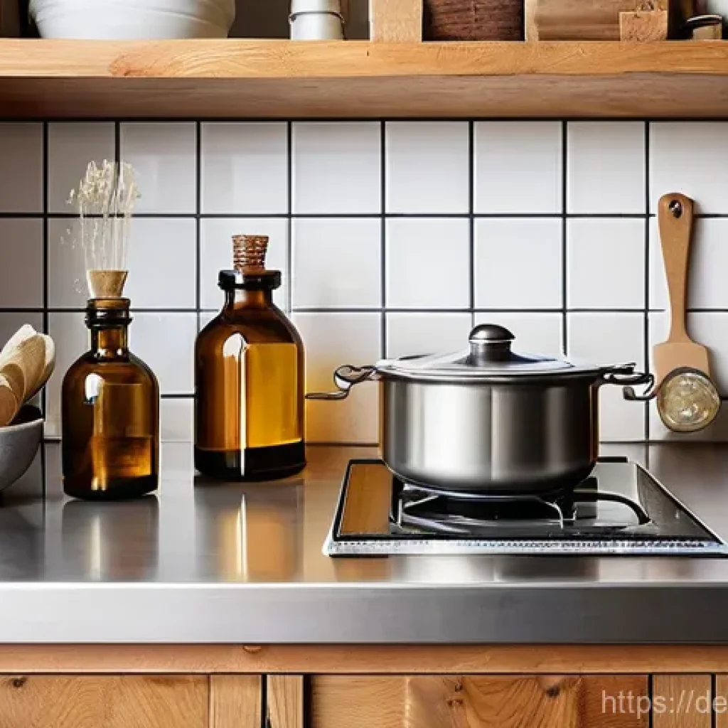 가정에서 만드는 천연 비누로 환경 보호하기 - **Prompt:** A cozy, well-lit kitchen in a traditional German home, featuring a wooden countertop whe...