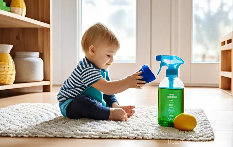 가정에서 사용하는 친환경 세제 만들기 - **Image Prompt 1: Healthy Family Home with Natural Cleaners**
A bright, inviting living room in ...
