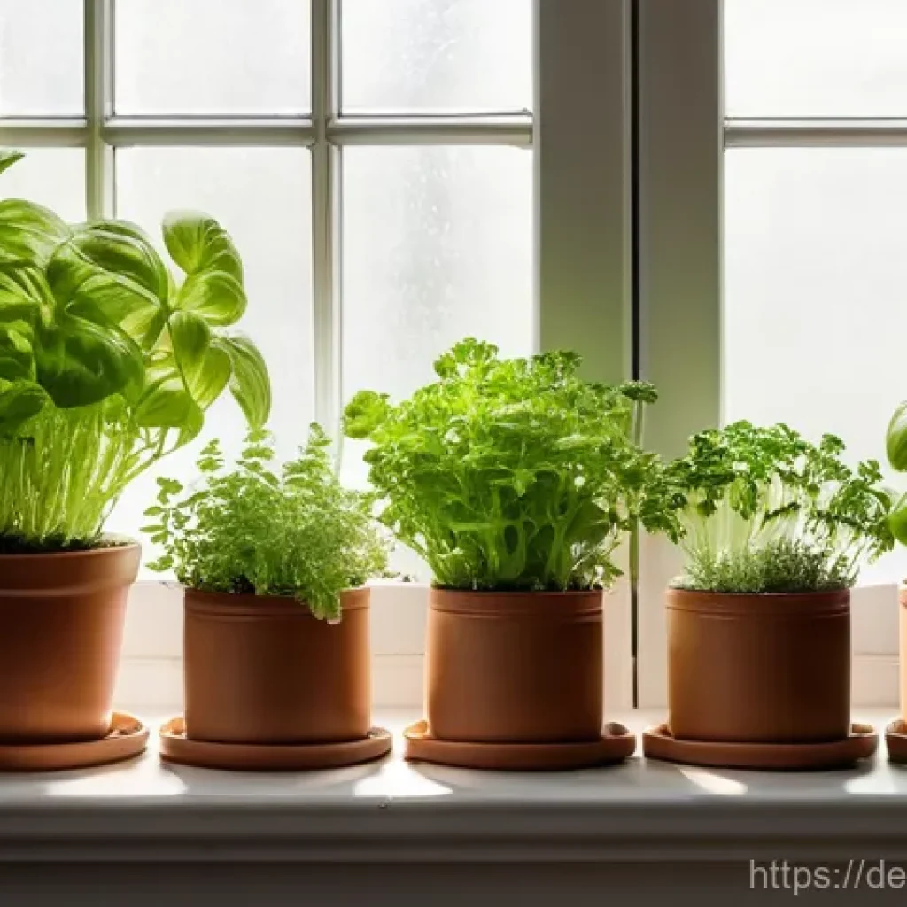 가정에서 기를 수 있는 허브 식물 소개 - **Charming German Kitchen Windowsill Herb Garden**
"A brightly lit, minimalist German kitchen wi...