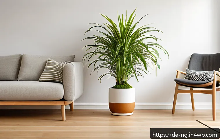 실내 식물 관리로 공기 질 개선하기 - A bright and cozy modern living room in a German apartment featuring a variety of healthy indoor pla...