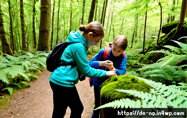 Home 30 지역 생태계 탐방을 통한 교육적 접근 - Photorealistic outdoor ecology lesson in a German forest nature reserve, a friendly teacher guiding ...
